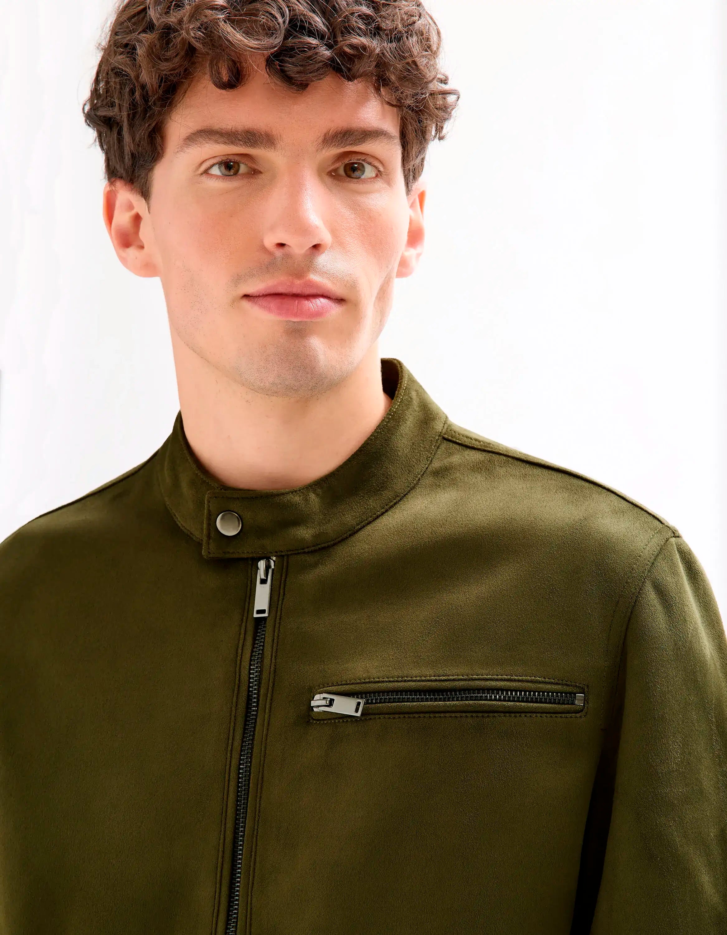 Celio_Kaki_Faux Suede Biker Jacket_MULANE1_KAKI_05