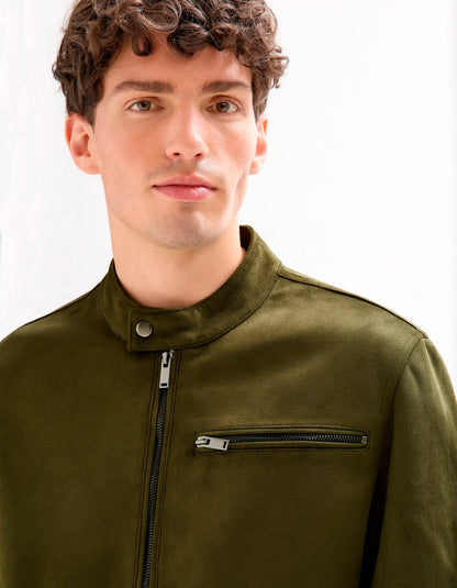 Celio_Kaki_Faux Suede Biker Jacket_MULANE1_KAKI_05