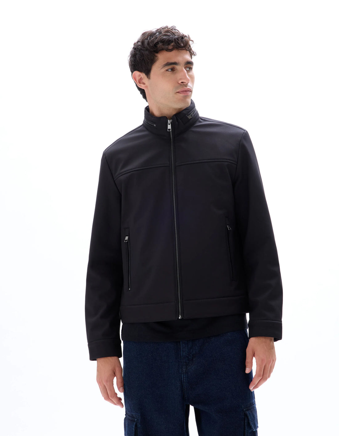 Celio_Black_Softshell Jacket with Stand-Up Collar_MUPRADO_BLACK_02