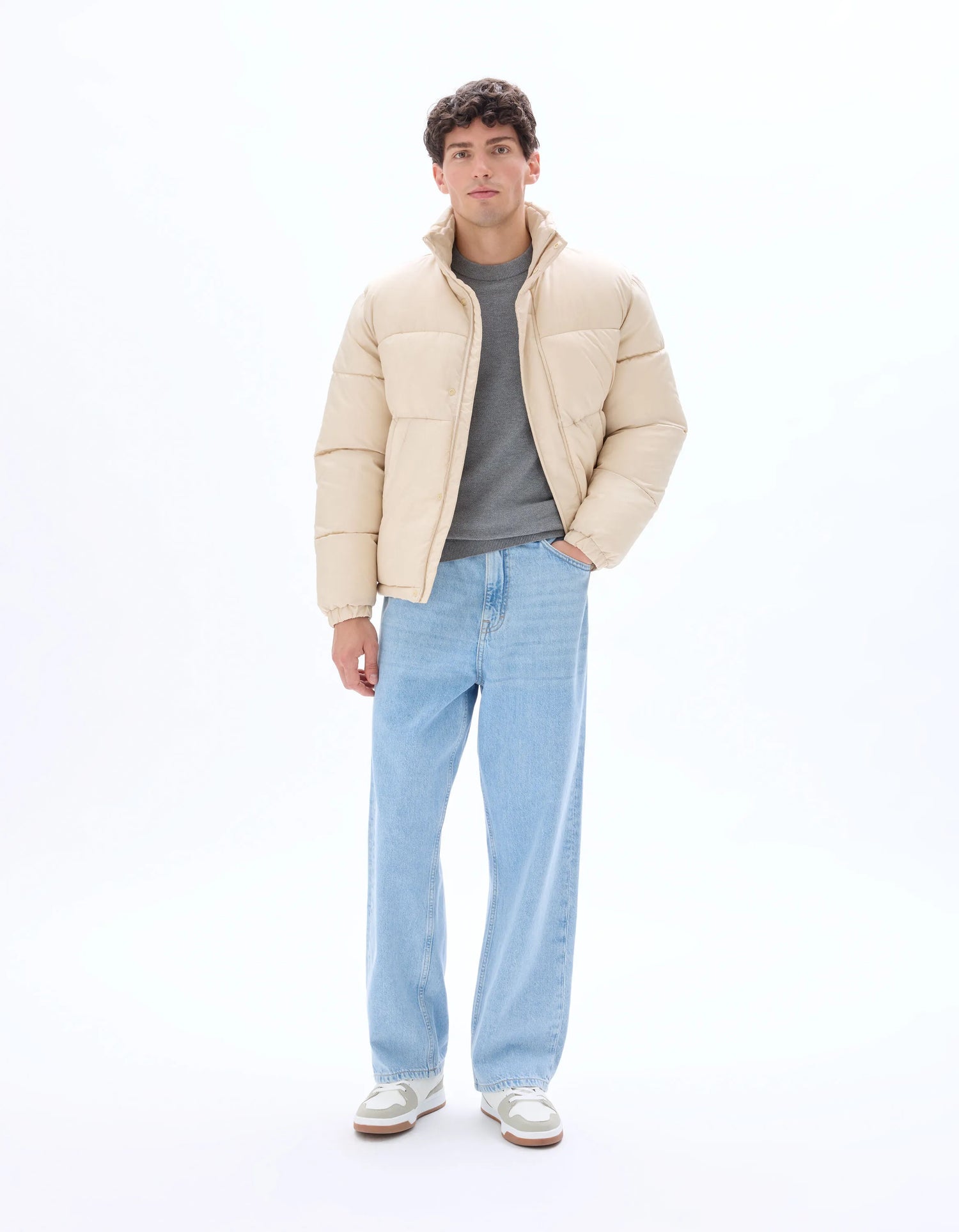 Celio_Beige_Airwarm Warm Down Jacket with High Collar - Beige_MUPUFY_BEIGE_02