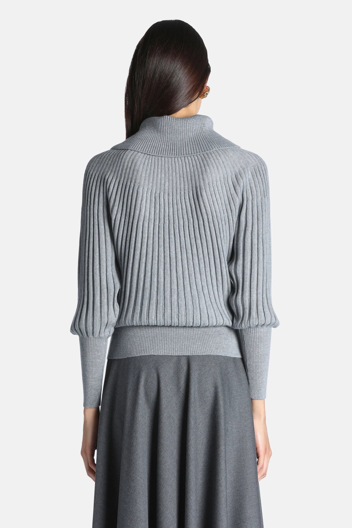 Luisa Spagnoli Grigio Melange Women Murcia - Raglan-Sleeve Turtleneck Sweater SKU: MURCIA_0802 Image 02