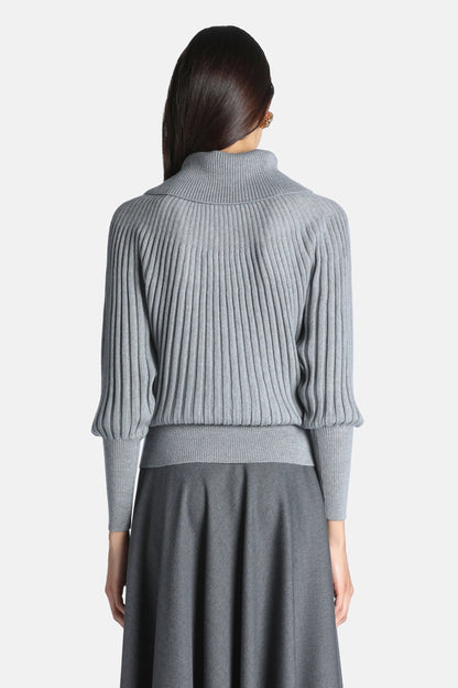 Luisa Spagnoli Grigio Melange Women Murcia - Raglan-Sleeve Turtleneck Sweater SKU: MURCIA_0802 Image 02