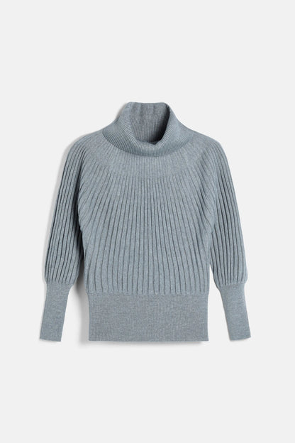 Luisa Spagnoli Grigio Melange Women Murcia - Raglan-Sleeve Turtleneck Sweater SKU: MURCIA_0802 Image 05