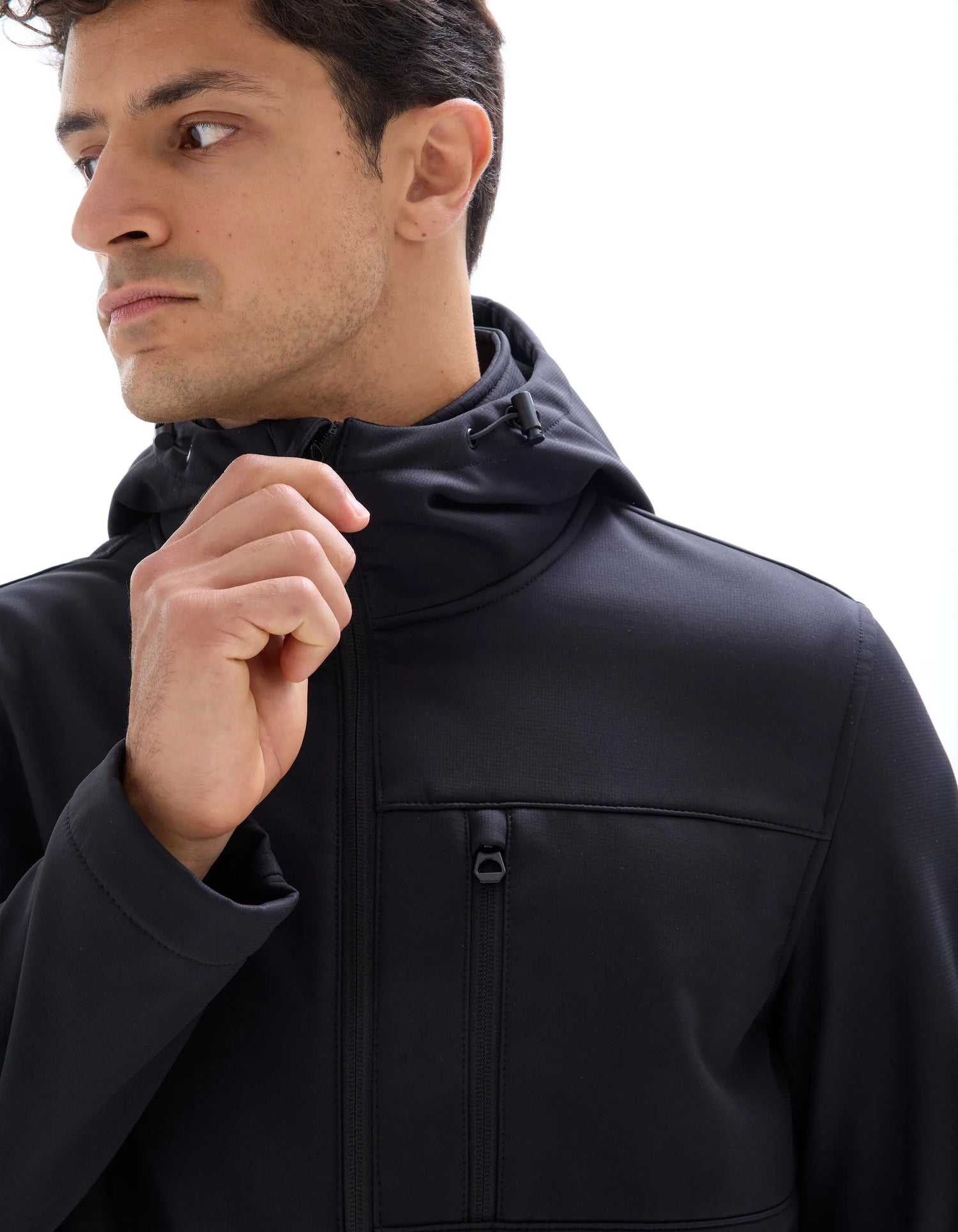 Celio_Black_Hooded Softshell Jacket_MUSHELL_BLACK_04