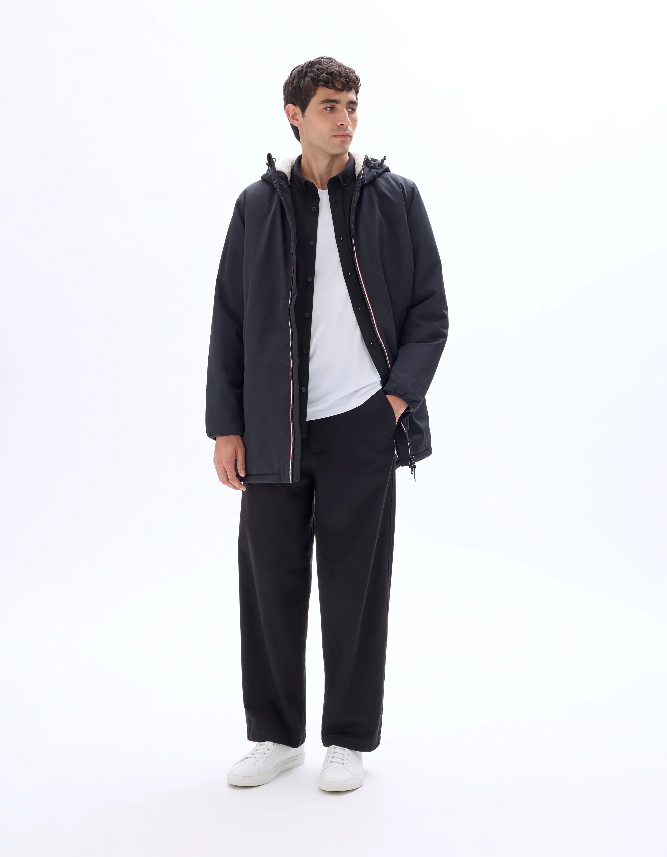 Celio_Black_Sherpa-Lined Hooded Parka_MUTEK_BLACK_01
