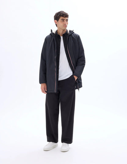 Celio_Black_Sherpa-Lined Hooded Parka_MUTEK_BLACK_01