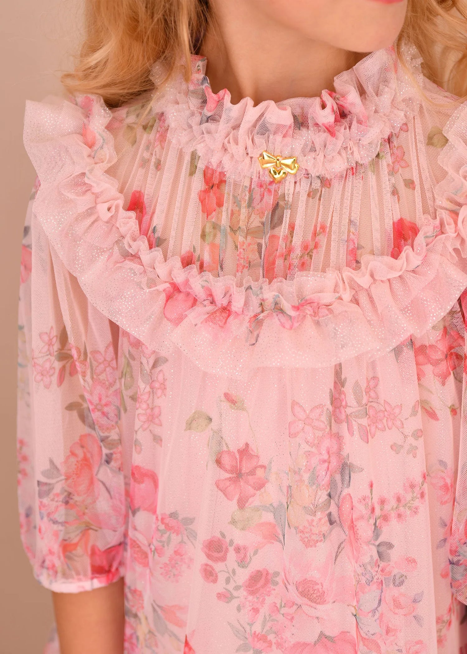 Angels Face 0 Girls Myrtisa Posy Tulle Dress Pale Pink SKU: MYRTISA_Pale Pink Image 03