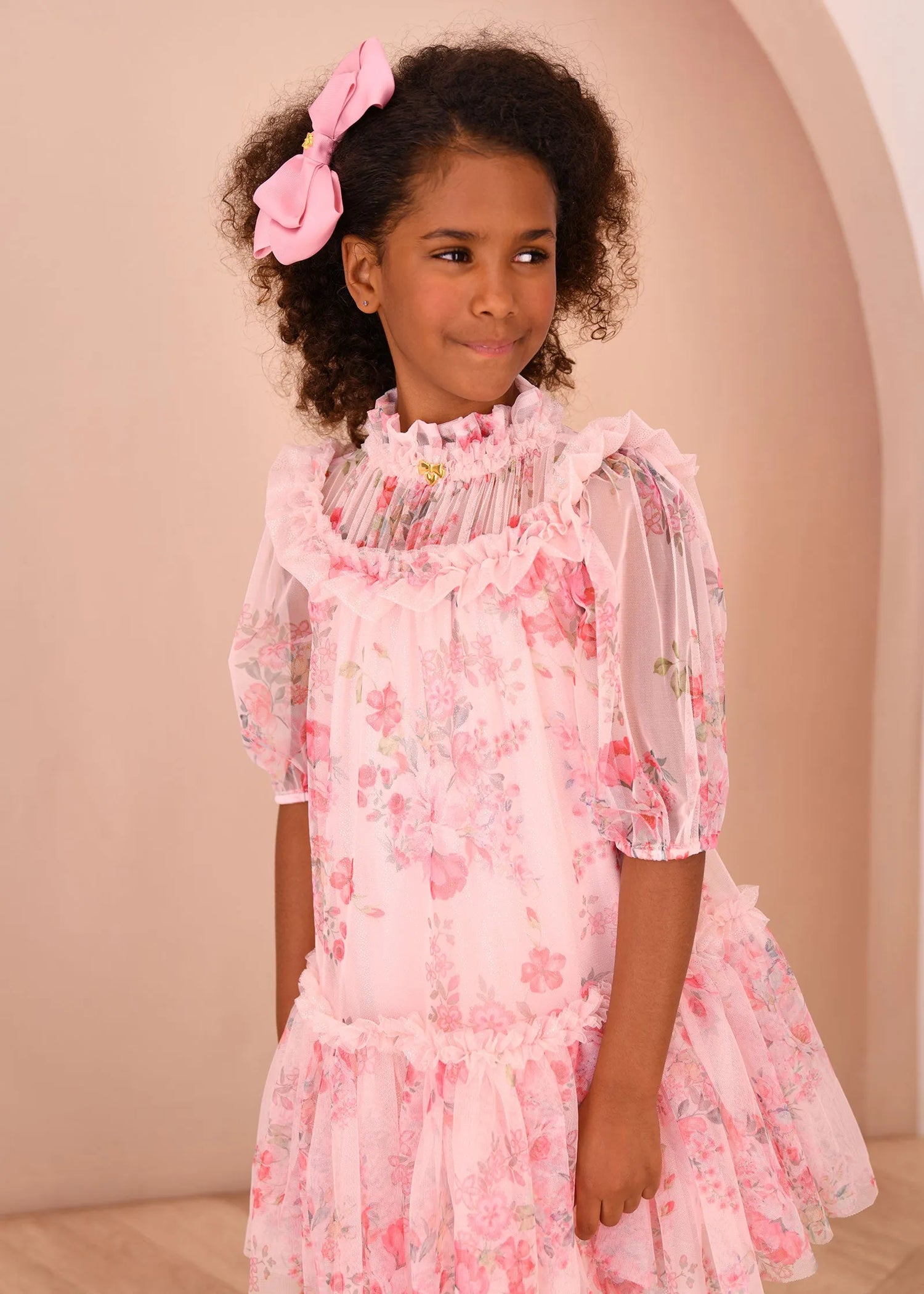 Angels Face 0 Girls Myrtisa Posy Tulle Dress Pale Pink SKU: MYRTISA_Pale Pink Image 05