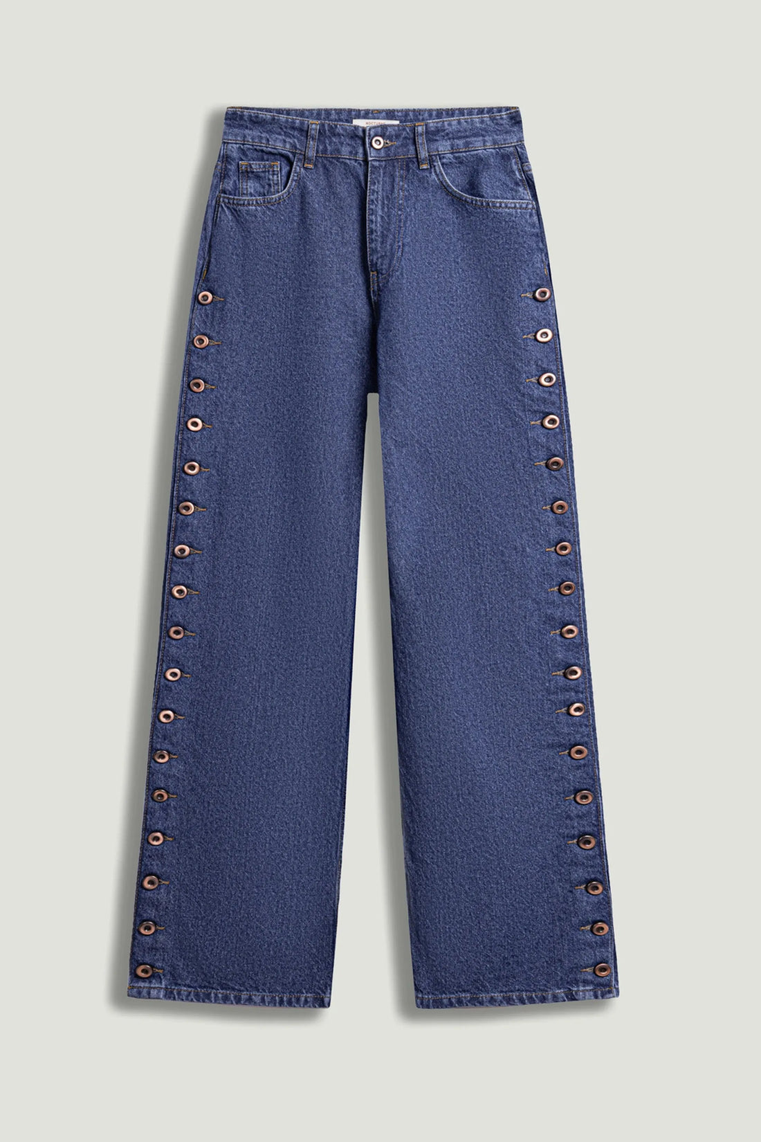 Nocturne Dark Blue Women Eyelet Detail Wide-Leg Denim Pants SKU: N26YD18167_0070 Image 01