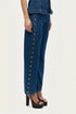 Nocturne Dark Blue Women Eyelet Detail Wide-Leg Denim Pants SKU: N26YD18167_0070 Image 08