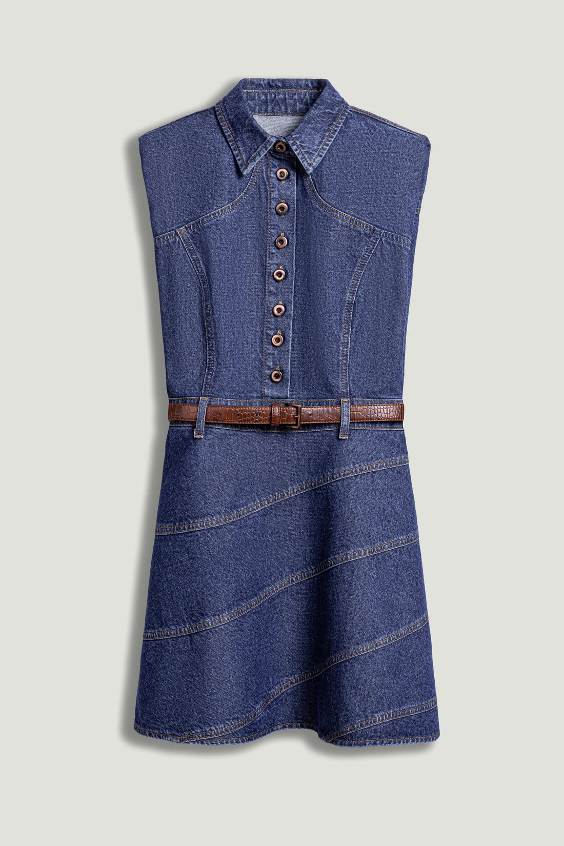 Nocturne Dark Blue Women Belted Denim Mini Dress SKU: N26YD2737_0070 Image 01