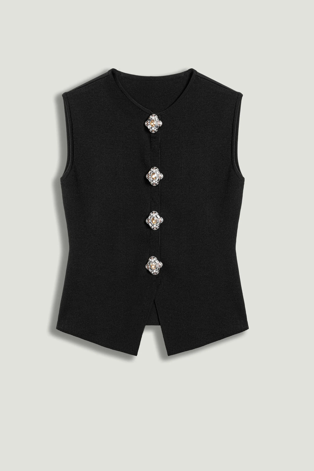 Nocturne Black Women Embellished Sleeveless Knit Top SKU: N26YD50190_0002 Image 01