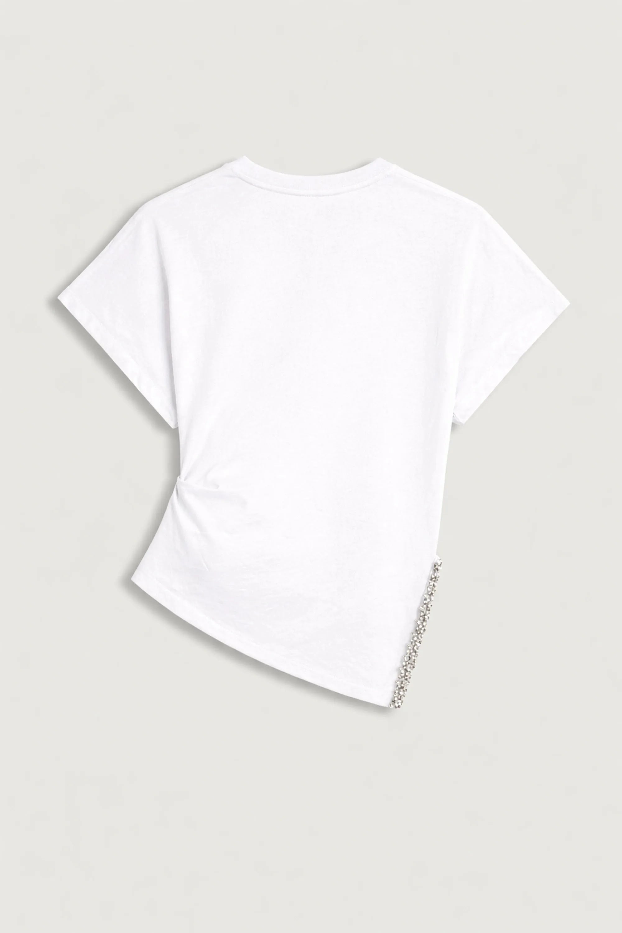 Nocturne White Women Embellished Asymmetric T-Shirt SKU: N26YD70089_0014 Image 03