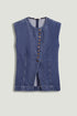 Nocturne Dark Blue Women Button-Front Denim Vest SKU: N26YD7080_0070 Image 01