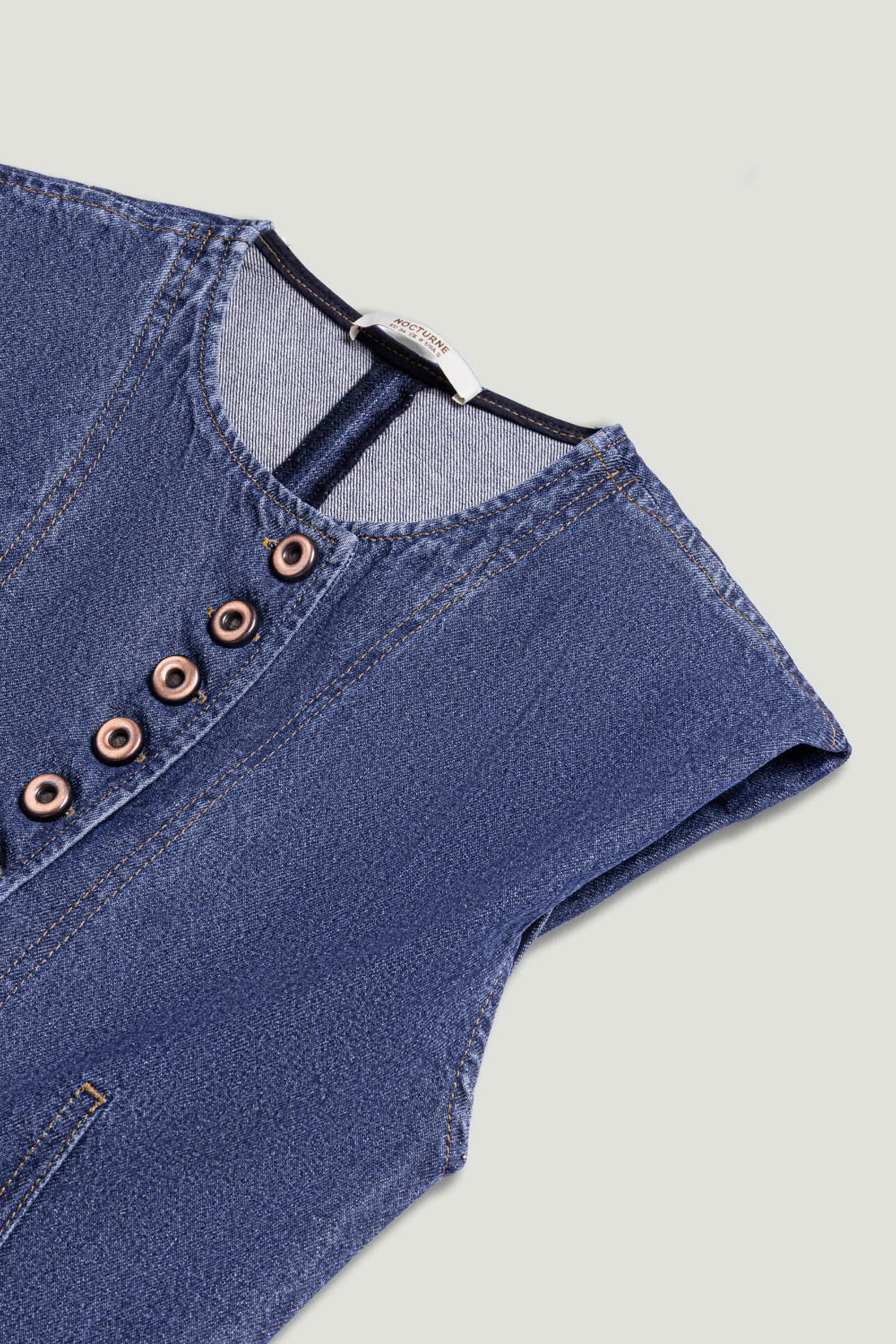 Nocturne Dark Blue Women Button-Front Denim Vest SKU: N26YD7080_0070 Image 09