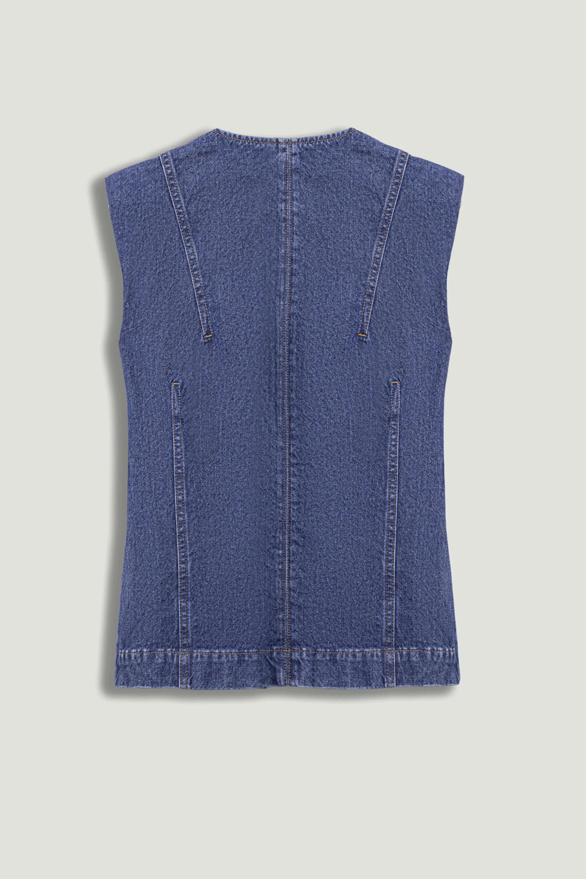 Nocturne Dark Blue Women Button-Front Denim Vest SKU: N26YD7080_0070 Image 10