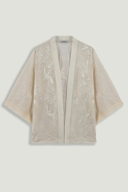 Nocturne Off-White Women Textured Jacquard Kimono SKU: N26YN11149_0014 Image 01