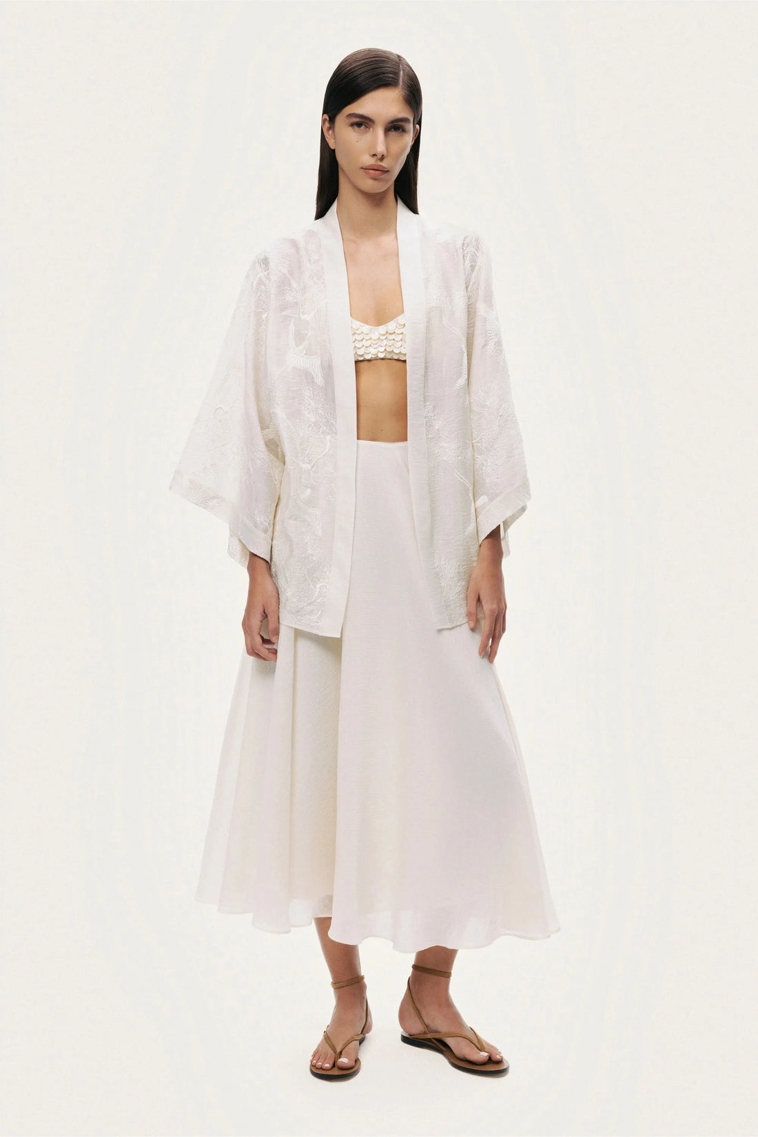 Nocturne Off-White Women Textured Jacquard Kimono SKU: N26YN11149_0014 Image 02