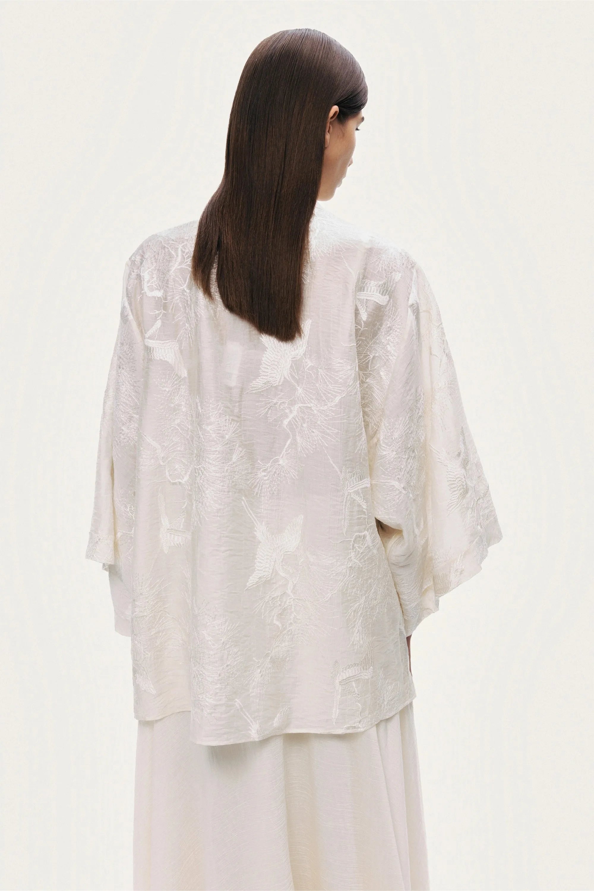 Nocturne Off-White Women Textured Jacquard Kimono SKU: N26YN11149_0014 Image 05