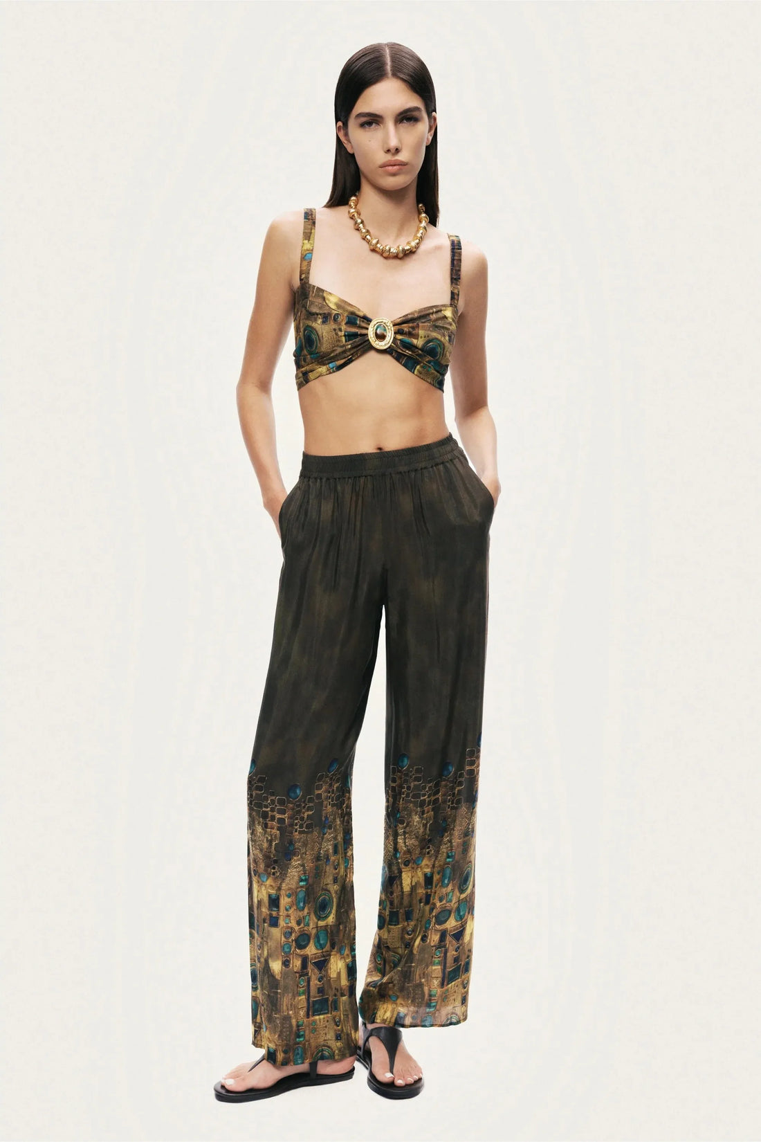 Nocturne Multi-Coloured Women Printed Ring Detail Crop Top SKU: N26YN19018_0007 Image 02