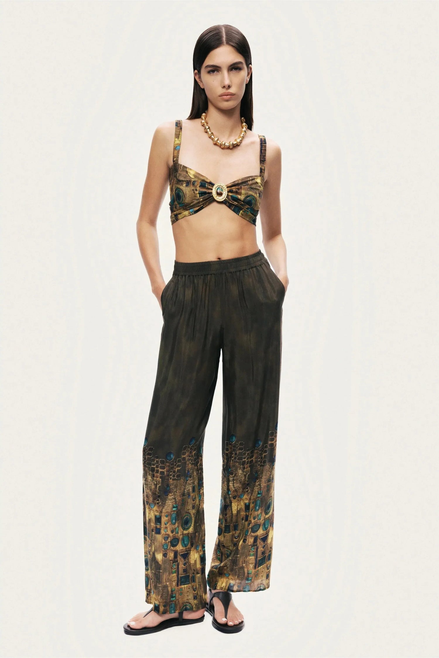 Nocturne Multi-Coloured Women Printed Ring Detail Crop Top SKU: N26YN19018_0007 Image 02