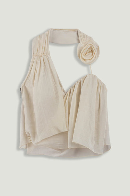 Nocturne White Women Floral Detail Halterneck Bustier SKU: N26YN19020_0001 Image 01