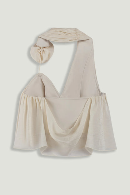 Nocturne White Women Floral Detail Halterneck Bustier SKU: N26YN19020_0001 Image 08