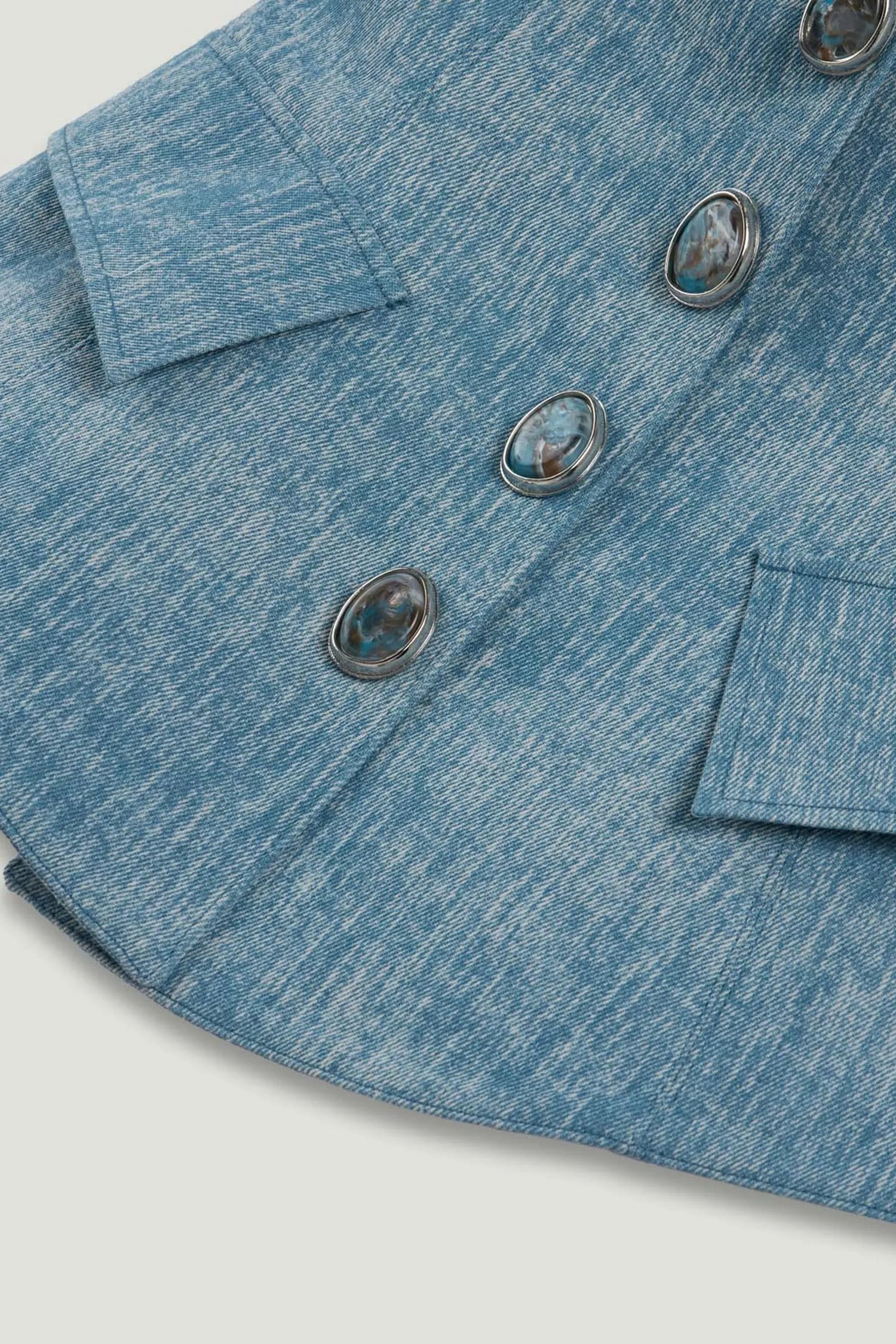 Nocturne Blue Women Blue Denim Halterneck Peplum Bustier Top SKU: N26YN19022_0011 Image 07