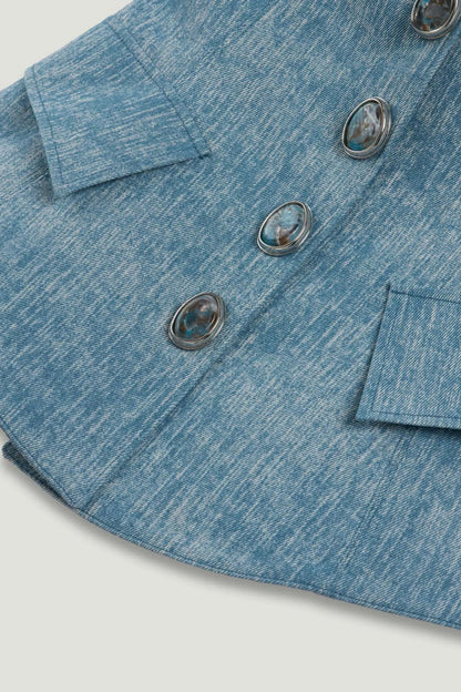 Nocturne Blue Women Blue Denim Halterneck Peplum Bustier Top SKU: N26YN19022_0011 Image 07