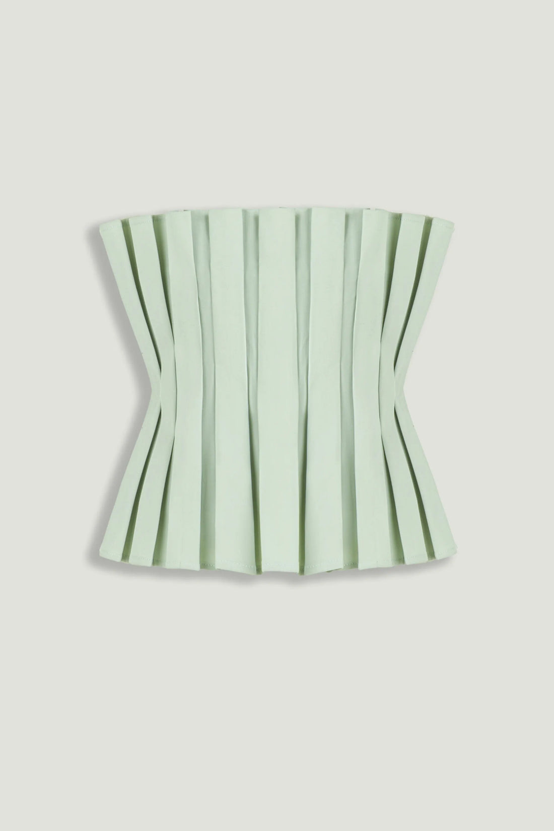 Nocturne Mint Green Women Mint Pleated Strapless Corset Bustier Top SKU: N26YN19024_0037 Image 01