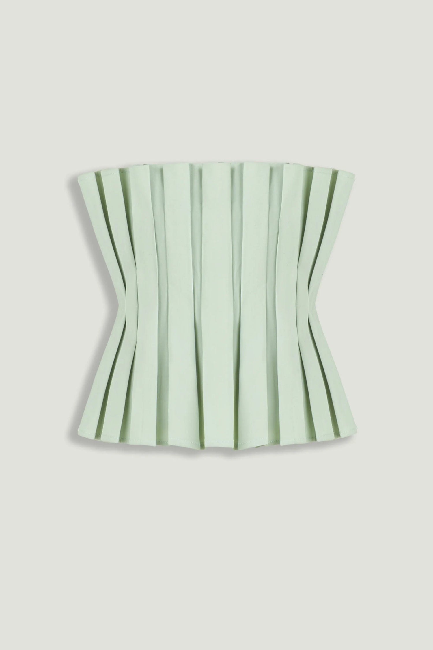 Nocturne Mint Green Women Mint Pleated Strapless Corset Bustier Top SKU: N26YN19024_0037 Image 01