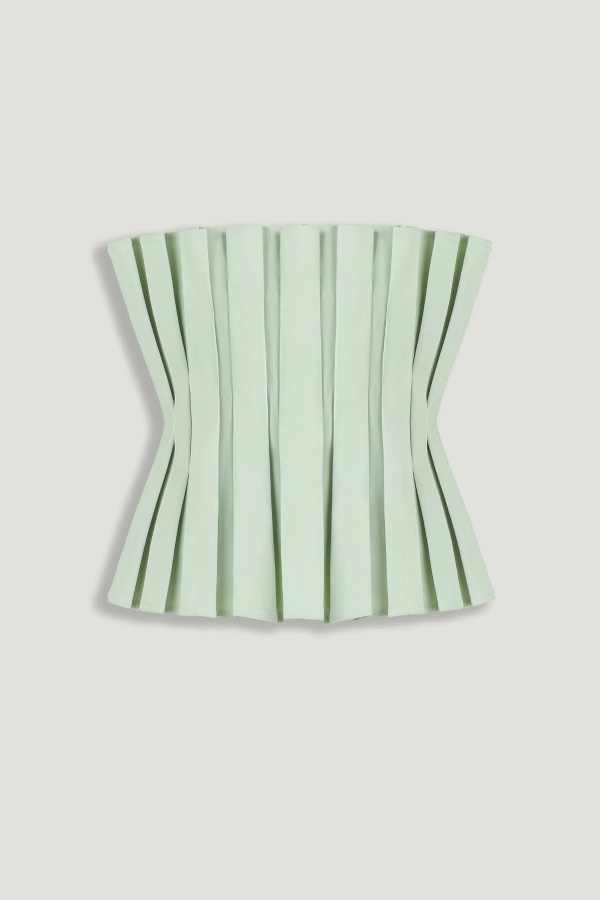Nocturne Mint Green Women Mint Pleated Strapless Corset Bustier Top SKU: N26YN19024_0037 Image 01