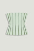 Nocturne Mint Green Women Mint Pleated Strapless Corset Bustier Top SKU: N26YN19024_0037 Image 01
