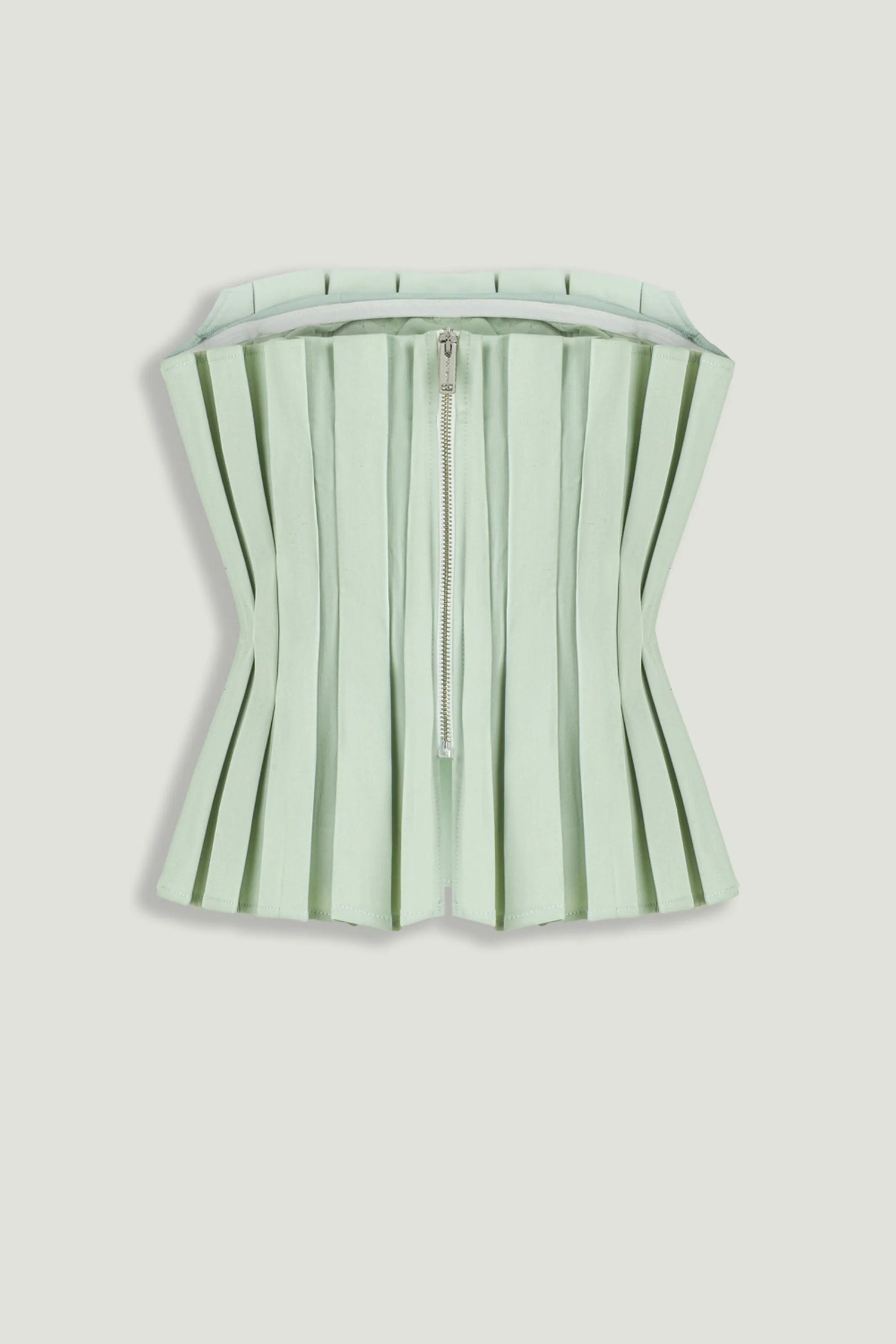 Nocturne Mint Green Women Mint Pleated Strapless Corset Bustier Top SKU: N26YN19024_0037 Image 06