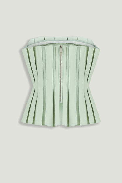 Nocturne Mint Green Women Mint Pleated Strapless Corset Bustier Top SKU: N26YN19024_0037 Image 06