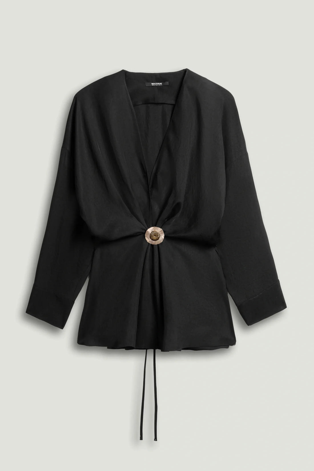 Nocturne Black Women Draped Buckle-Detail Shirt SKU: N26YN25235_0002 Image 01