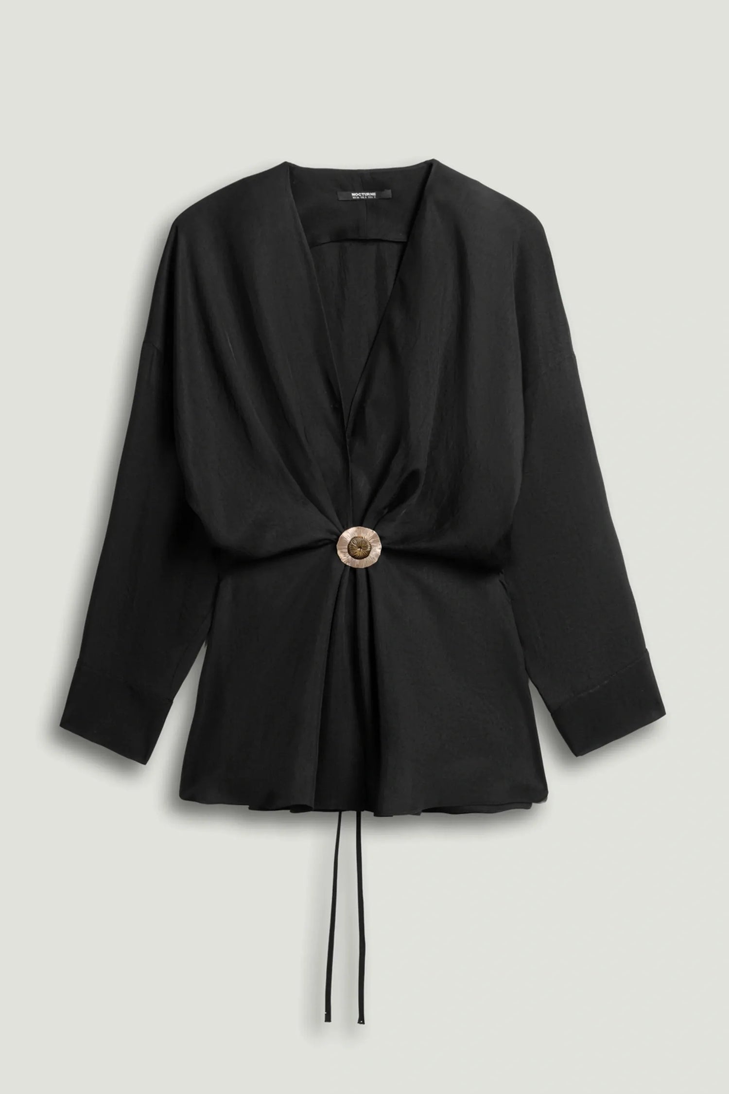 Nocturne Black Women Draped Buckle-Detail Shirt SKU: N26YN25235_0002 Image 01