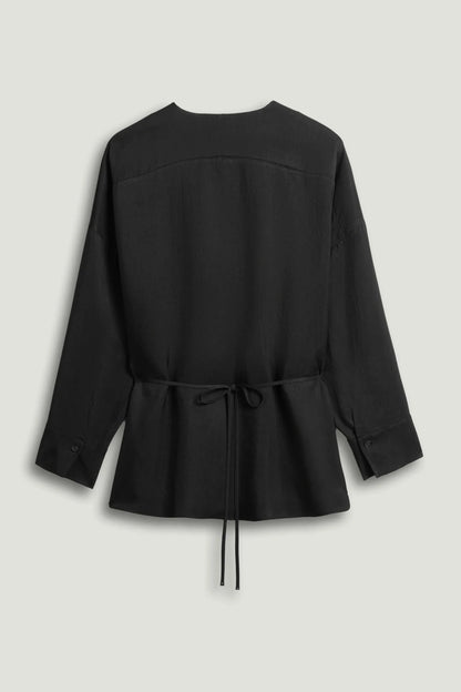 Nocturne Black Women Draped Buckle-Detail Shirt SKU: N26YN25235_0002 Image 09