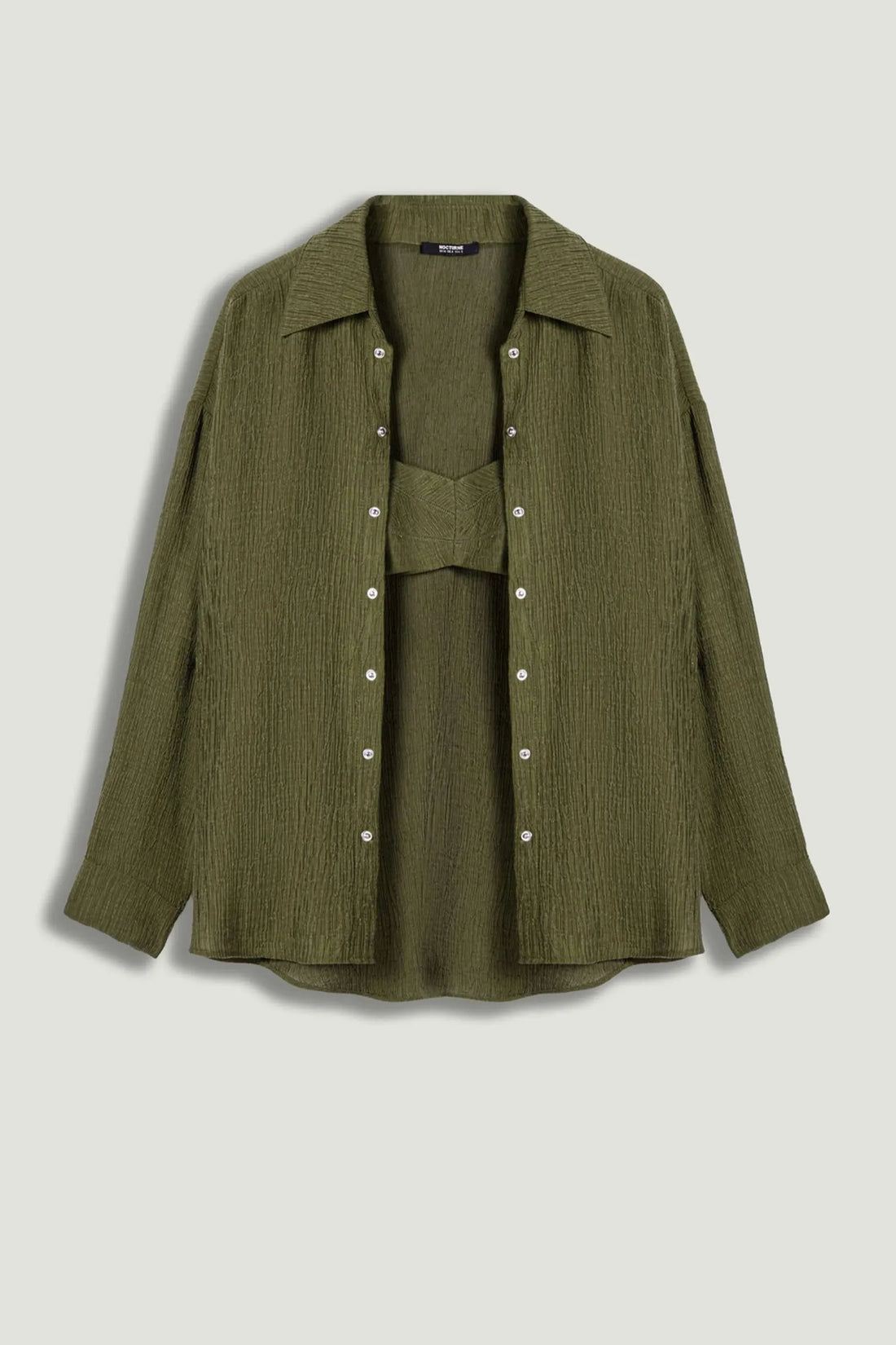 Nocturne Khaki Women Relaxed Button-Down Shirt SKU: N26YN25237_0010 Image 01