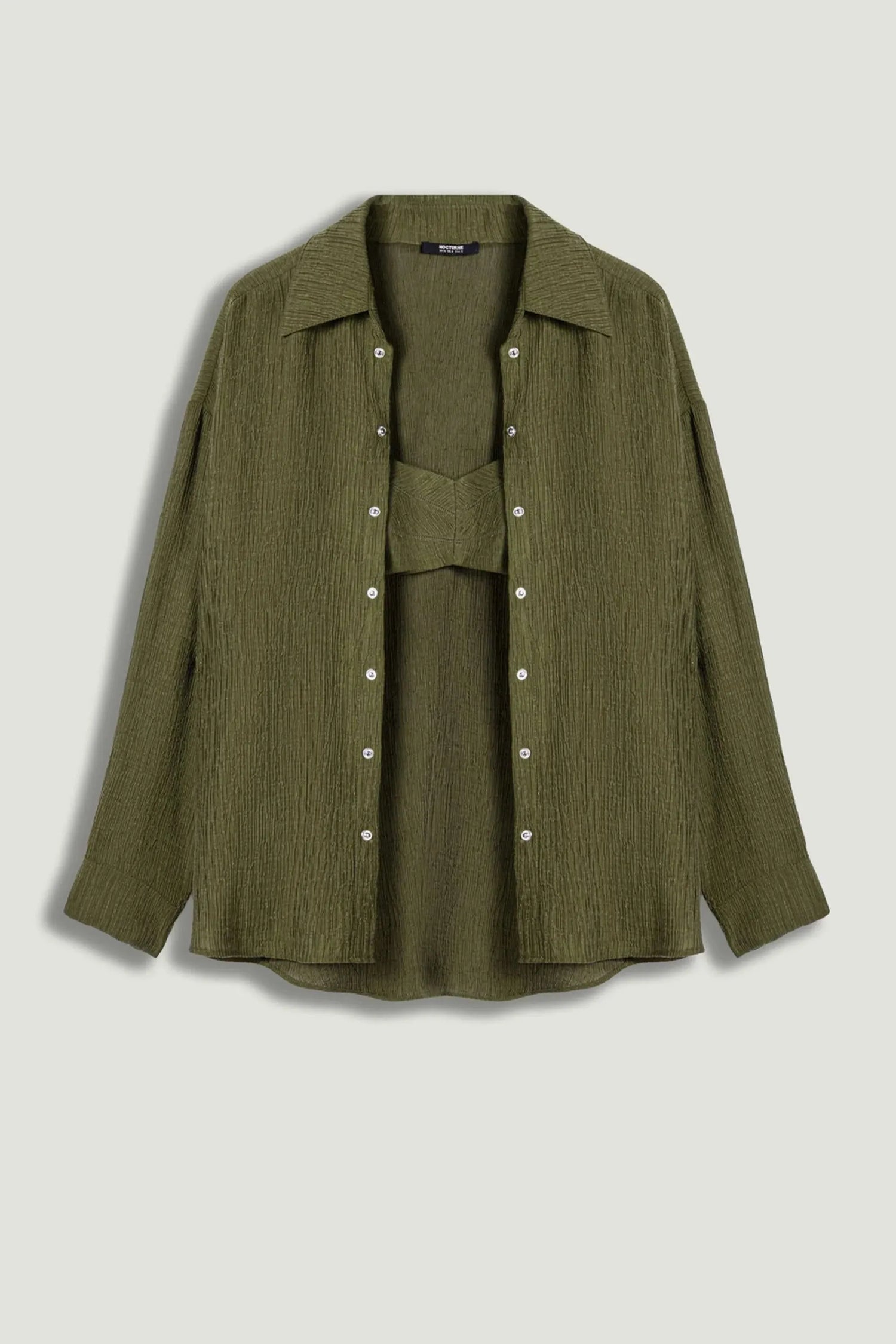 Nocturne Khaki Women Relaxed Button-Down Shirt SKU: N26YN25237_0010 Image 01