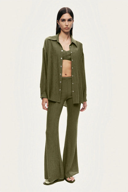 Nocturne Khaki Women Relaxed Button-Down Shirt SKU: N26YN25237_0010 Image 03