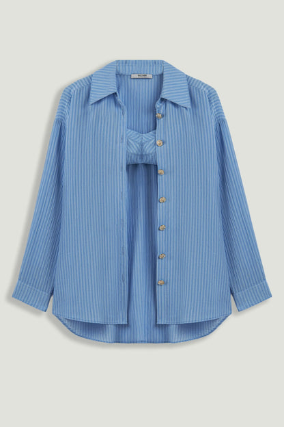 Nocturne Blue Women Bustier Set Shirt SKU: N26YN25243_0011 Image 01