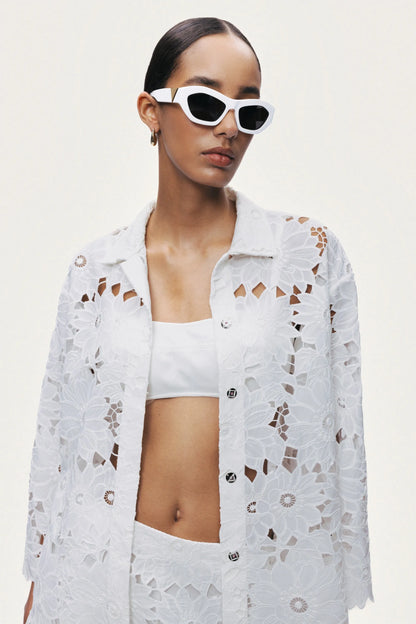 Nocturne Off-White Women Floral Embroidered Jacket SKU: N26YN25248_0014 Image 04