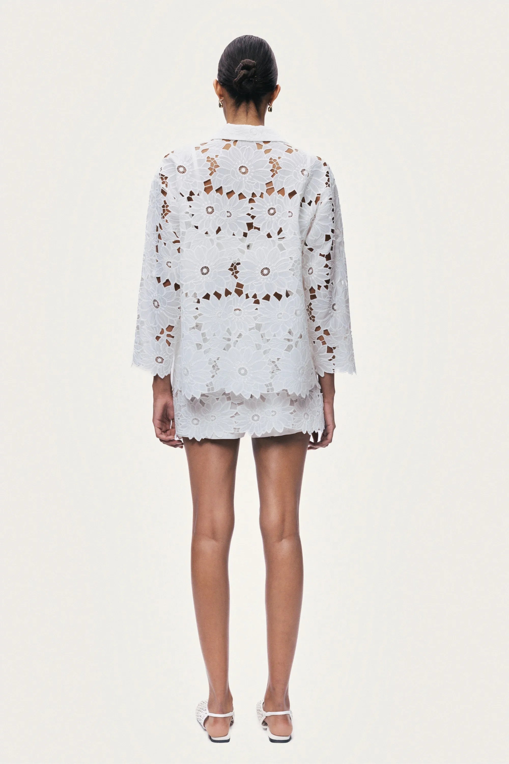 Nocturne Off-White Women Floral Embroidered Jacket SKU: N26YN25248_0014 Image 05