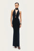 Nocturne Black Women Halter-Neck Draped Maxi Dress SKU: N26YN2738_0002 Image 02