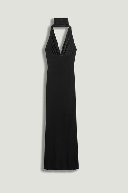 Nocturne Black Women Halter-Neck Draped Maxi Dress SKU: N26YN2738_0002 Image 09