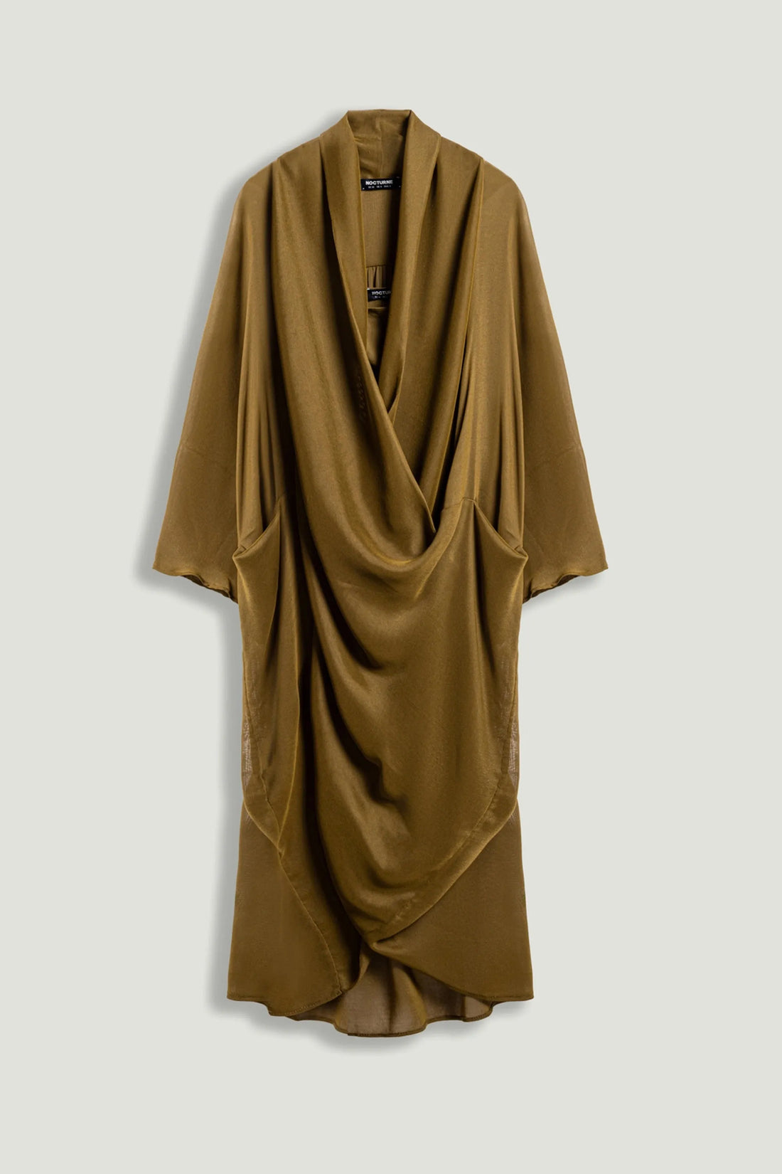 Nocturne Camel Women Draped V-Neck Midi Dress SKU: N26YN2740_0053 Image 01