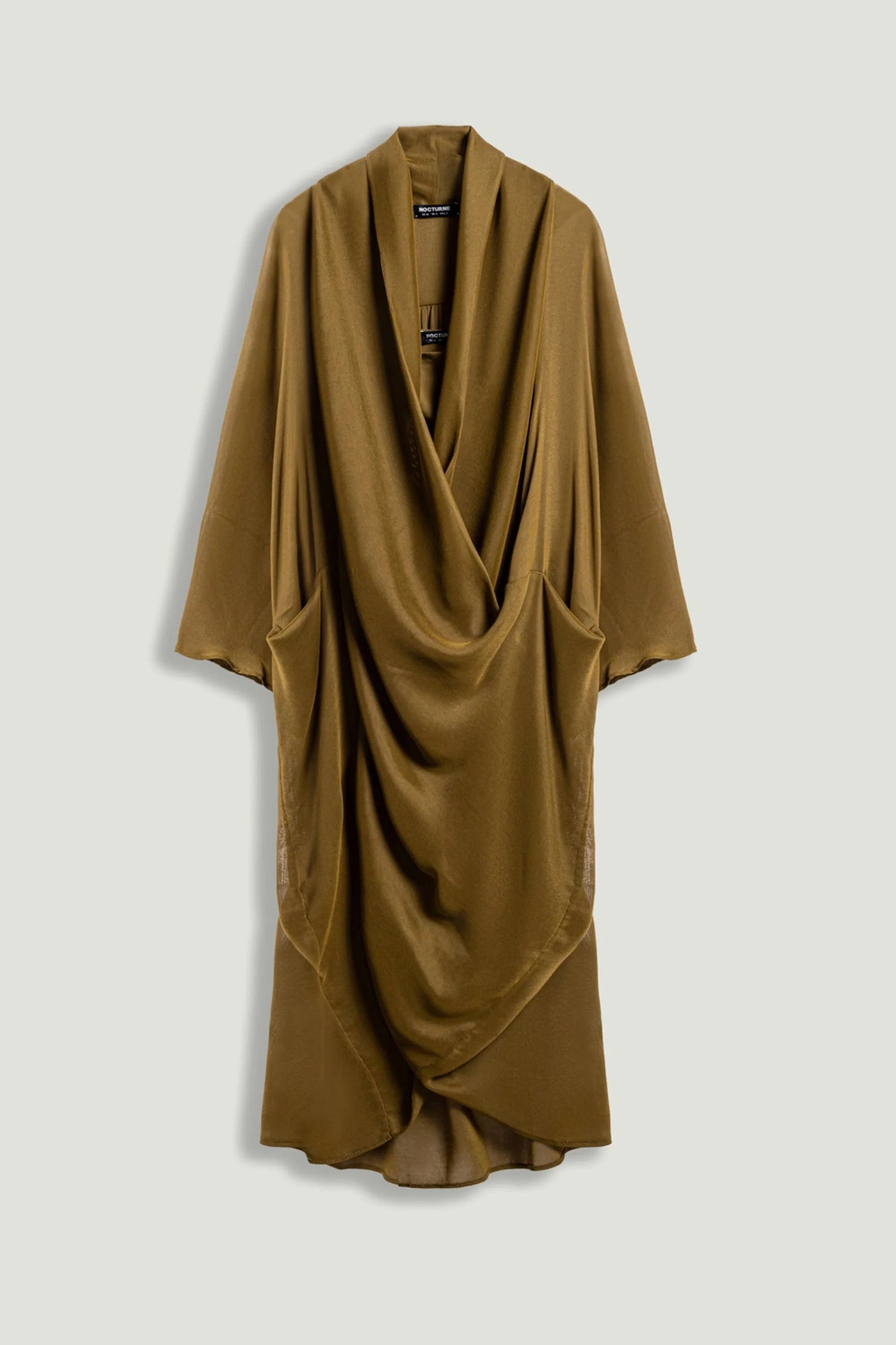Nocturne Camel Women Draped V-Neck Midi Dress SKU: N26YN2740_0053 Image 01