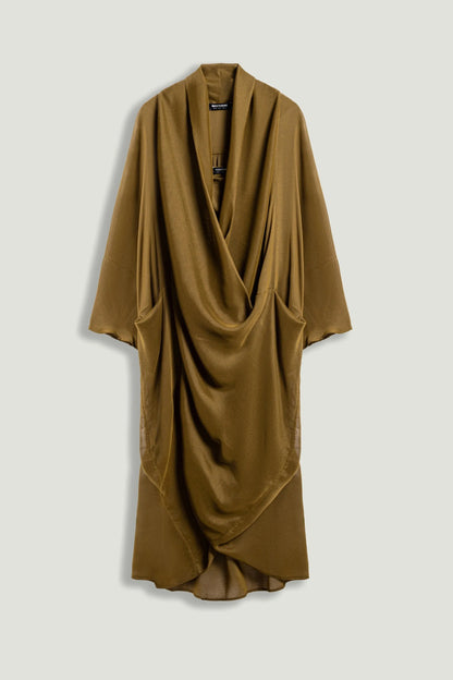Nocturne Camel Women Draped V-Neck Midi Dress SKU: N26YN2740_0053 Image 01