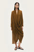 Nocturne Camel Women Draped V-Neck Midi Dress SKU: N26YN2740_0053 Image 03